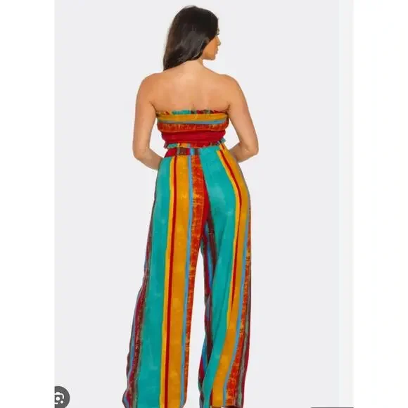 NWT Cider Wild West Boho bohemian summer wide leg & tube top set size XL - Picture 7 of 7